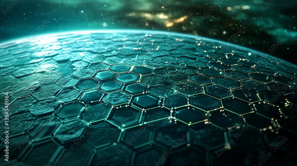 Poster global information network. nanotechnological concept of programming and communication. futuristic g