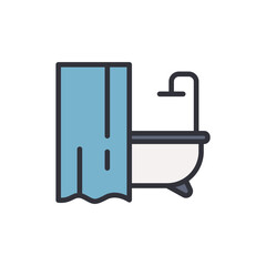 Bathtub colored icons, minimalist vector illustration ,simple transparent graphic element .Isolated on white background