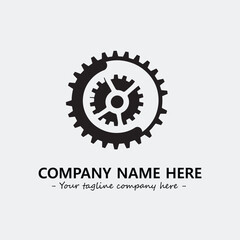 Gear illustration for logo company black and white vector image
