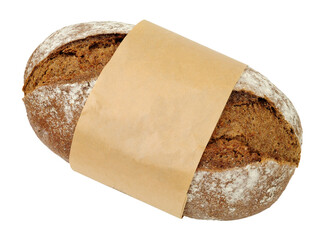 Freshly baked crusty German style sourdough rye bread loaf isolated on a white background