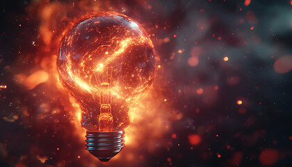 Glowing Lightbulb with Cosmic Energy, Symbolizing Creative Ideas and Innovation Concept Image
