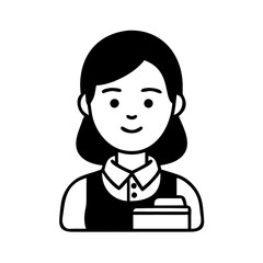 Female cashier hand drawn illustration