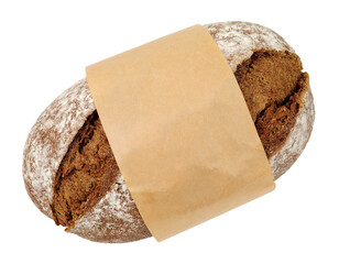 Freshly baked crusty German style sourdough rye bread loaf isolated on a white background
