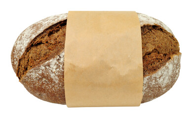 Freshly baked crusty German style sourdough rye bread loaf isolated on a white background