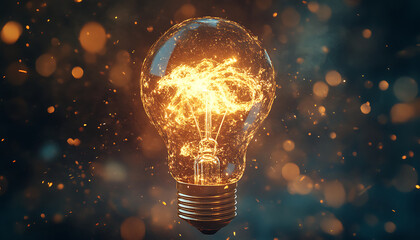 Glowing Lightbulb with Cosmic Energy, Symbolizing Creative Ideas and Innovation Concept Image