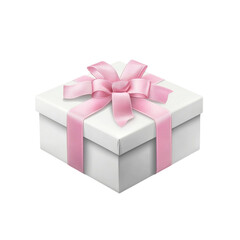 Obraz premium White Gift Box with Pink Ribbon a Present Surprise Celebration