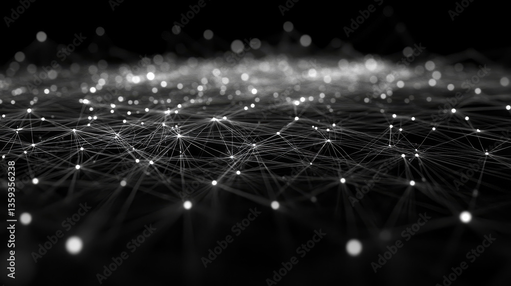 Poster global information network is based on blockchain technology. visual concept of data processing and 