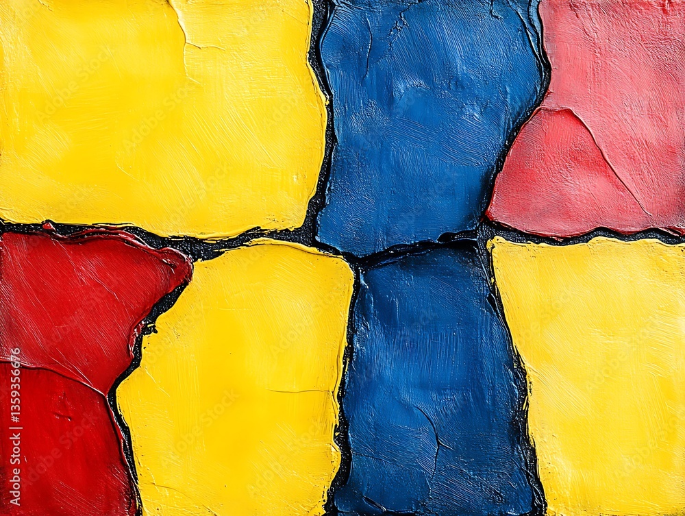 Poster geometric abstraction vibrant color blocks expressive textures surface art
