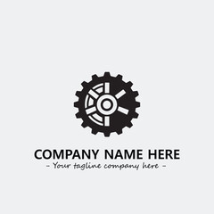 Gear illustration for logo company black and white vector image
