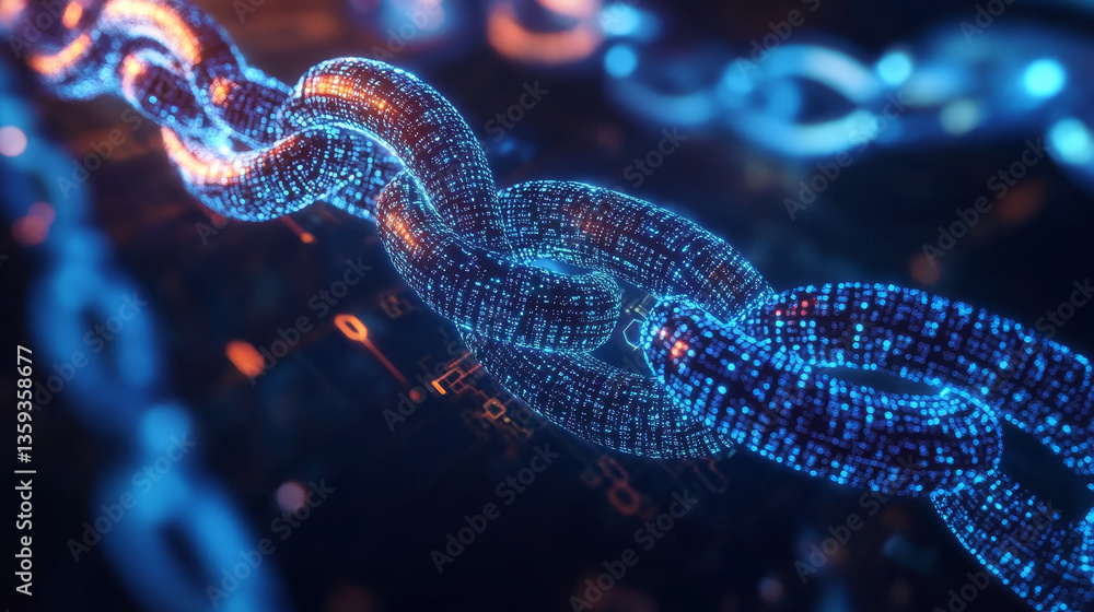 Poster big data stream. global decentralized network. future technology 3d illustration. visualization bloc