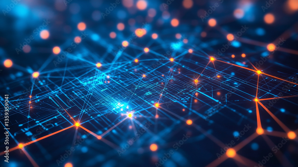 Poster network, blockchain, binary code. blocks of information, encoding and protection. big data analytics