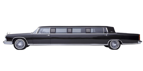 Illustration of Black Limousine Isolated on Transparent Background