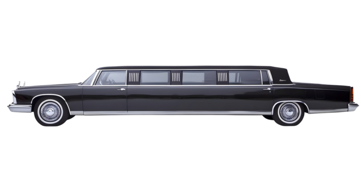 Illustration of Black Limousine Isolated on Transparent Background - Powered by Adobe