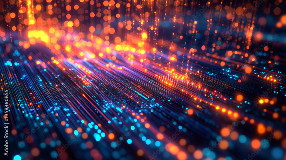 Poster big data in digital cyberspace. high-speed communication and high technologies. 3d illustration of a