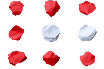Illustration of Geometric Red White Low Poly Shapes on Transparent Background