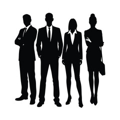 Silhouettes of a group of business people standing together