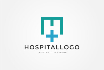 Initial M or H Medical Cross logo. Letter M or H Medical Cross Logo. flat design logo template. vector illustration