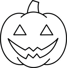 Simple Halloween Jack-o'-Lantern Line Art Vector – Spooky Pumpkin Illustration