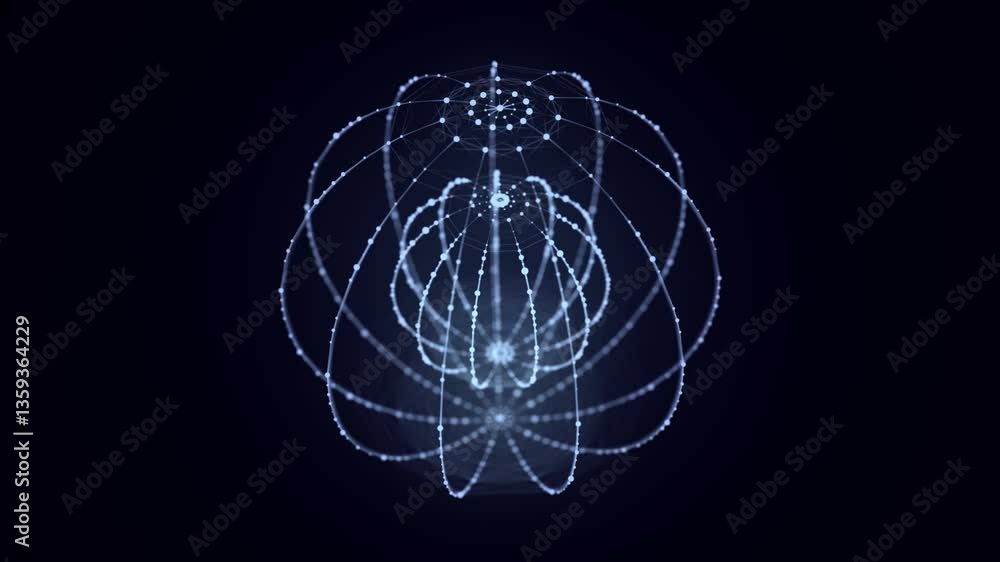 Aufkleber technology blue sphere with connecting dots and lines. digital abstract network structure. 3d render