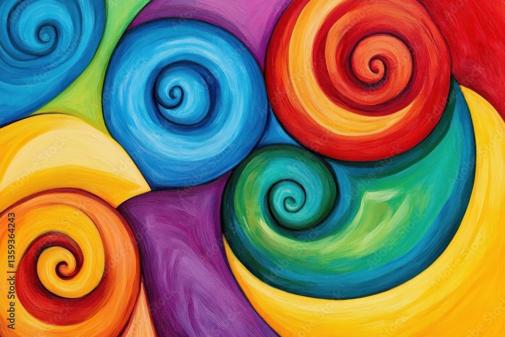 Poster vibrant swirling abstract patterns in bright colors creating a dynamic and energetic composition, pe