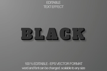 3d Bold black text effect, editable text effect