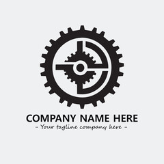 Gear illustration for logo company black and white vector image
