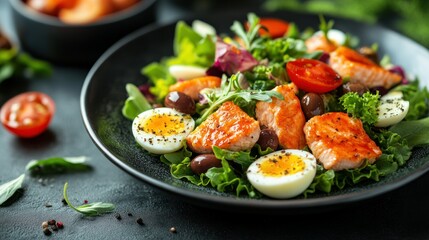 Colorful Salmon Salad with Eggs