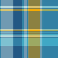 Deluxe background plaid fabric, curve texture seamless textile. Ethnicity pattern check vector tartan in cyan and yellow colors.