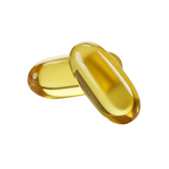 Close-up of Two Yellow Omega 3 Capsules