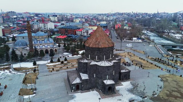 Aerial view Kars Kumbet Mosque Turkey