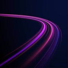 Neon wave begins to twirl as light and swirl dance on the road of magic, wind flows through vector spiral, shiny glow and futuristic beam line curve with effect, abstract background blue bright png
