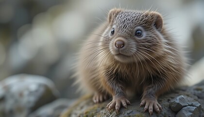 Cute Prairie Dog Sitting on a Rock in Natural Environment