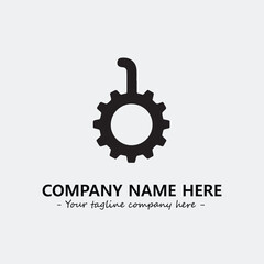Gear illustration for logo company black and white vector image
