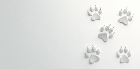Obraz premium Minimalistic composition of cat's paw prints in white, clean, feline, domestic