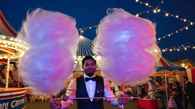 Cotton candy vendor at the fair.