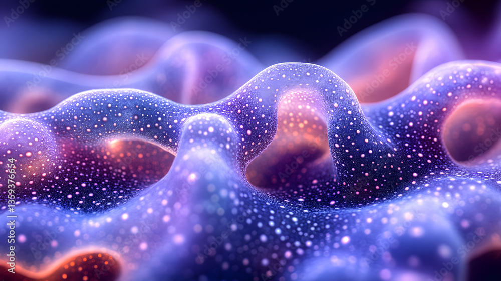 Poster microscopic universe: an abstract, close-up view showcasing a vibrant display of microscopic structu
