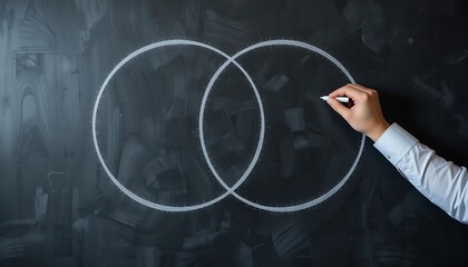 Drawing Venn Diagram on Chalkboard Demonstrates Relationship Concept and Visual Strategy