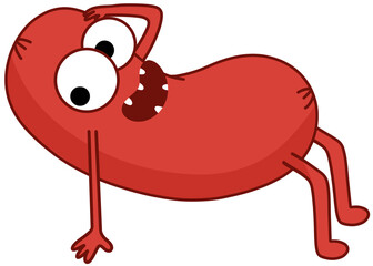 A cheerful sausage cartoon with funny gestures