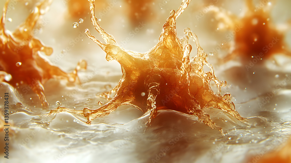 Poster microscopic marvel: exploring intricate cell structures in a vibrant and visually striking image, re