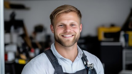 Smiling worker in a workshop