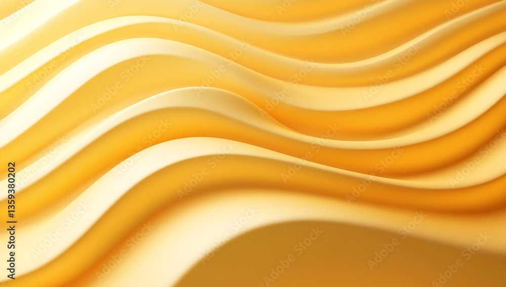 Poster abstract yellow background with smooth wave lines, golden gradient for presentation design template.