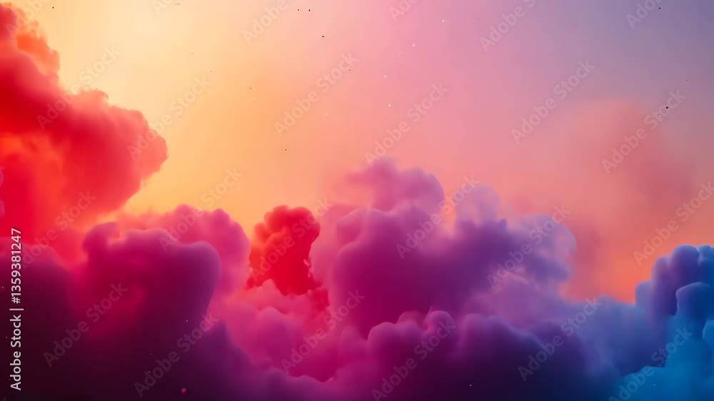 Poster abstract cloudscape in vibrant hues creating dreamy atmosphere with gradient background