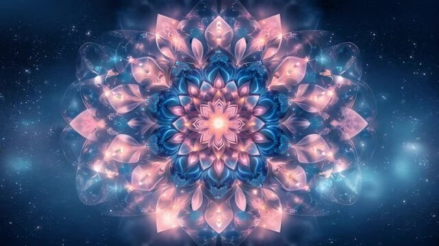 Animation background, looped video of mandala glow, colorful, visual art