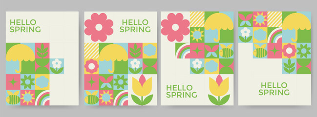 Spring minimalist geometric design for banner, card, cover, poster, advertising, wallpaper.	