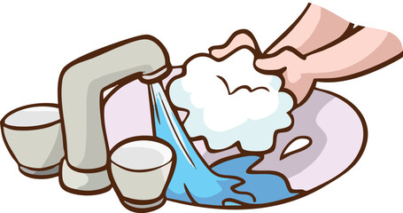 Washing hands with soap. Icon design. Vector illustration isolated on white background