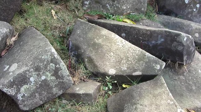 Incense burning as a traditional ritual at the Gunung Padang Megalithic Site in Cianjur, West Java, Indonesia