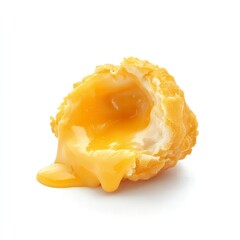 Delicious Golden Fried Snack with Melted Creamy Filling Isolated on White Background