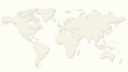 <Blank Map of World Continents Outline for Geography and Travel Planning with Digital Vector Graphics>