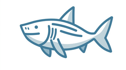 Obraz premium Cartoon Shark Illustration: Colorful and Friendly Marine Life Icon - Vector Underwater Sea Creature Design