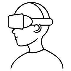 Virtual reality headset on a person’s head.
